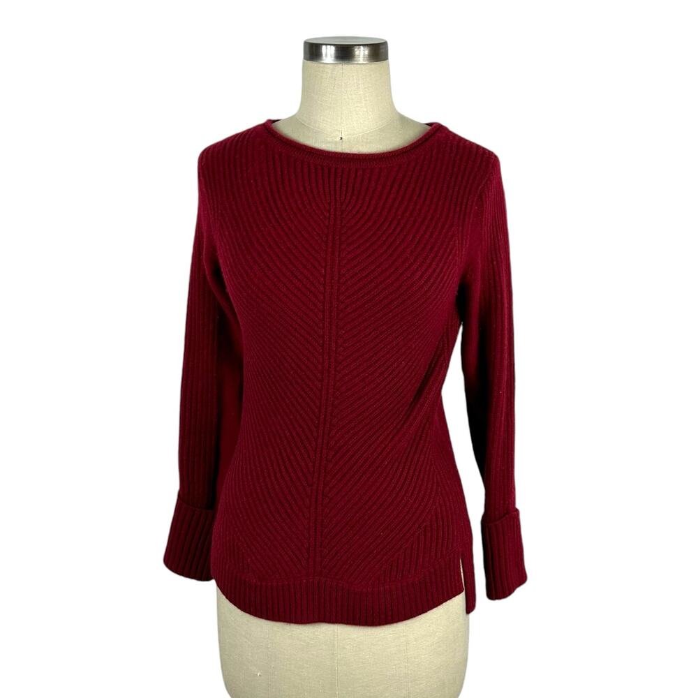 VINCE Burgundy Red Pullover Ribbed Knit Sweater Women's Size‎ XS